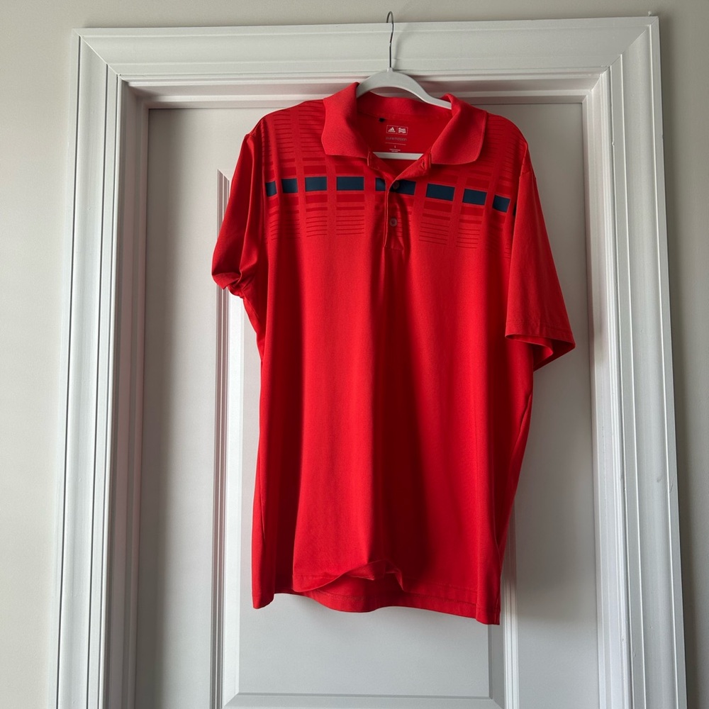 Adidas Red Polo Shirt with Blue Accents